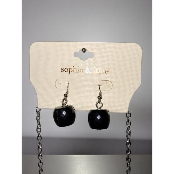 Sopfia & Kate Jewelry Set with Black Faceted Beads and Silver-Tone Metal Chain - Picture 4 of 5